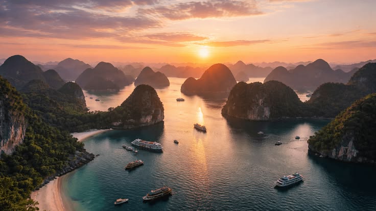 Sunrise & Sunset in Ha Long Bay
