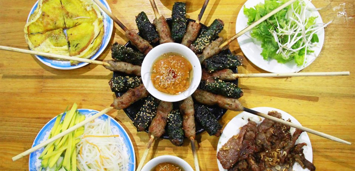 Banh xeo, thit nuong, nem lui Ba 9